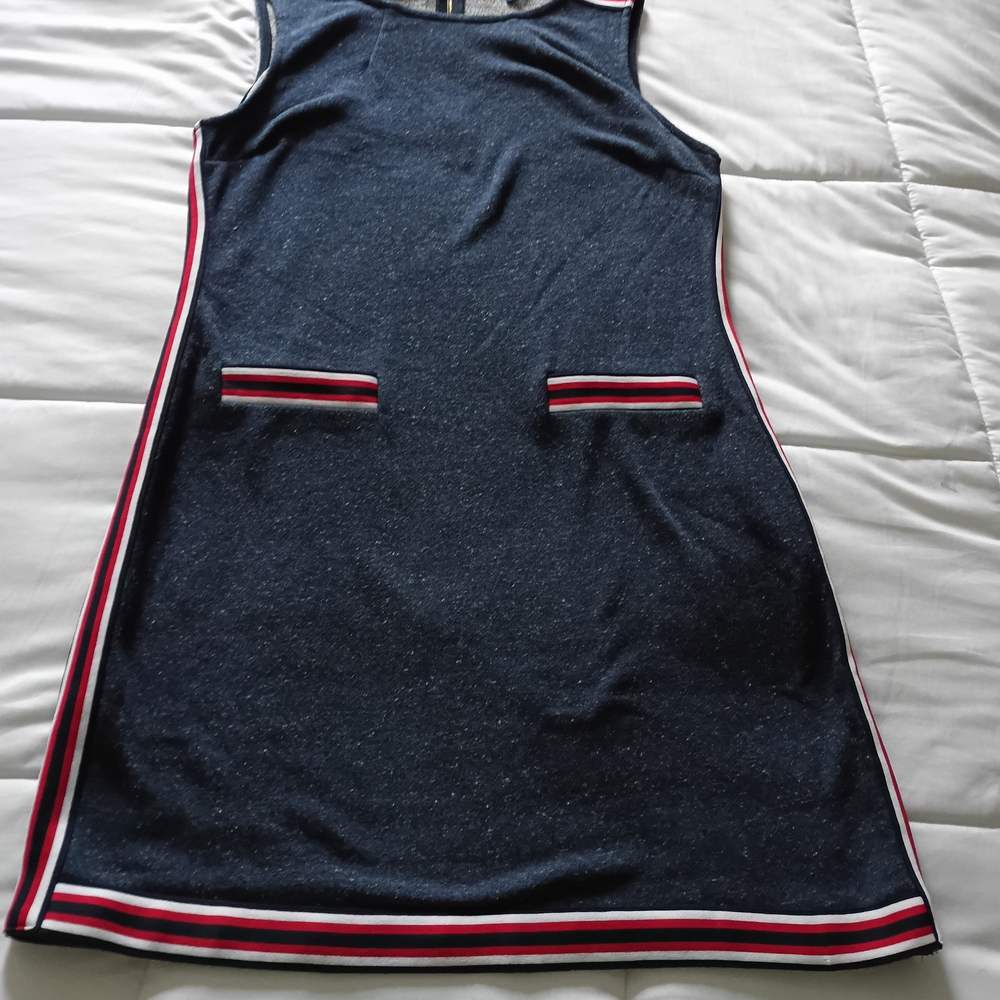 Tommy Hilfiger Large Dark Blue Dress with Red and White Accents large